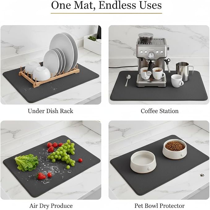 Dish Drying Mat Super Absorbent – 16" x 18" Coffee Mat - Image 6
