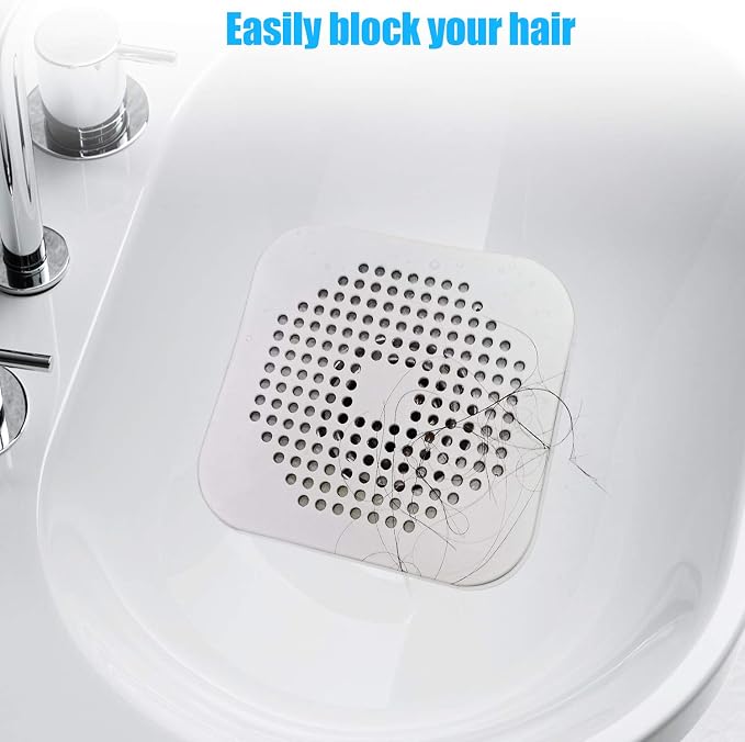 Square Drain Cover for Shower 5.7-inch TPR Drain Hair Catcher Flat Silicone - Image 5