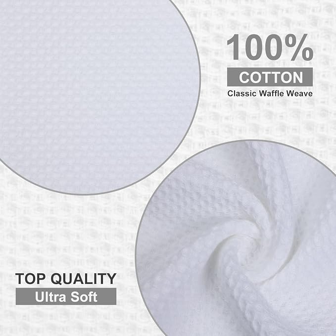 Kitinjoy 100% Cotton Kitchen Dish Cloths, 12 Pack Waffle Weave Ultra Soft - Image 2