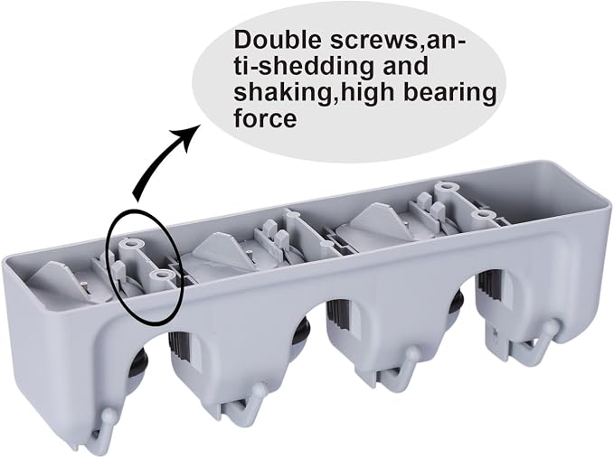 TOGU Mop and Broom Holder Wall Mounted 3 Position Storage Rack - Image 3