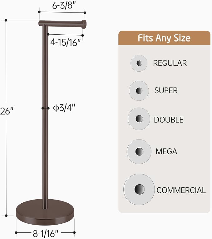 KES Bronze Toilet Paper Holder Stand 26" H, Toilet Roll Holder Free Standing - Image 6