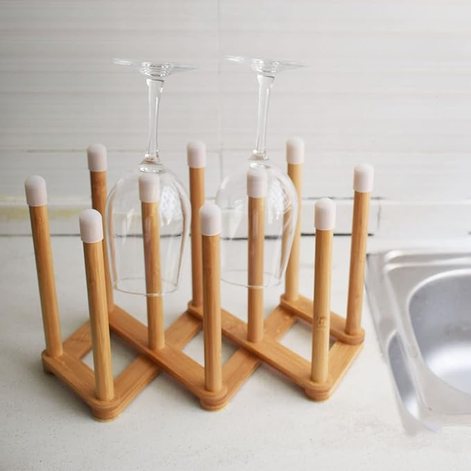 Bamboo Retractable Bottle Drying Rack Cup Dish Drying Racks, Sports Water - Image 5