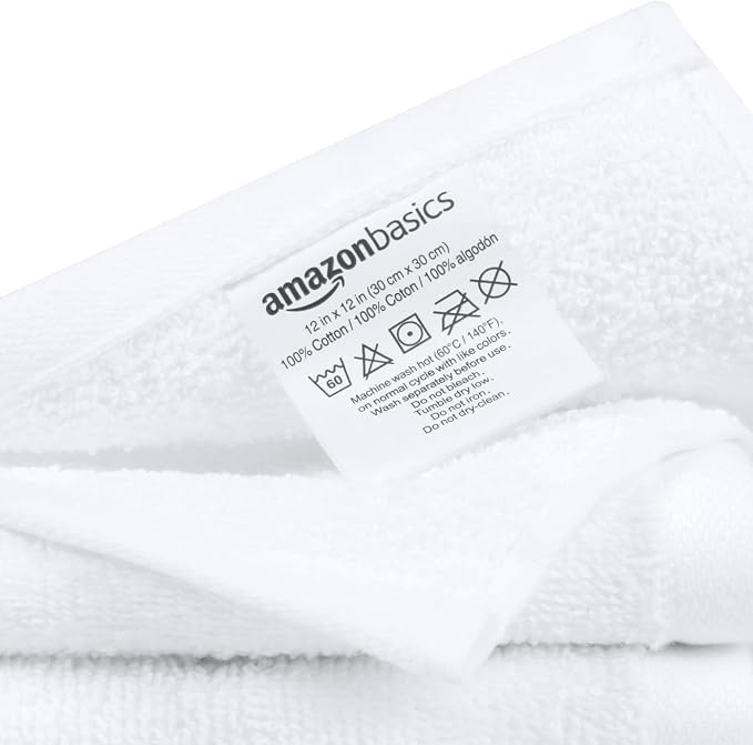 Amazon Basics Highly Absorbent, Fast Drying 100% Cotton Washcloths - Image 3