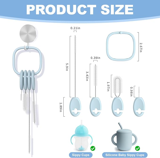YOTIME Standing Straw Cleaner Brush Set, 4in1 Reusable Straw Brushes - Image 2