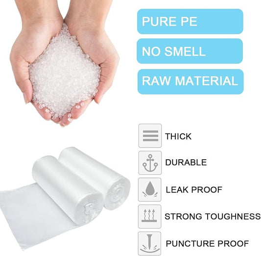2 Gallon Small Plastic Trash Bags, 7.5 Liters Clear Wastebasket Liners Garbage - Image 2