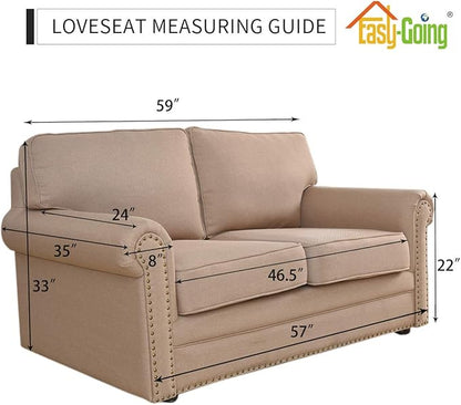 Easy-Going Stretch Loveseat Slipcover 1-Piece Sofa Cover Furniture Protector Couch Soft with Elastic Bottom for Kids Polyester Spandex Jacquard Fabric Small Checks (Loveseat, Greyish Green)