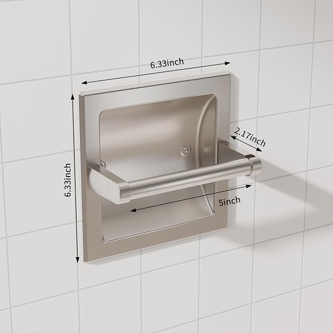 Toilet Paper Holder 2 Pack, Recessed Pivoting Toilet Paper Holder Wall Mount - Image 9