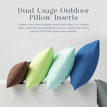 Phantoscope Pack of 2 Premium Dual Usage Outdoor Pillow Inserts, Waterproof Throw Pillows No Cover Needed, Colorful Decorative Couch Sham Cushion Stuffer Patio Couch Tent, Blue 20 x 20 Inches