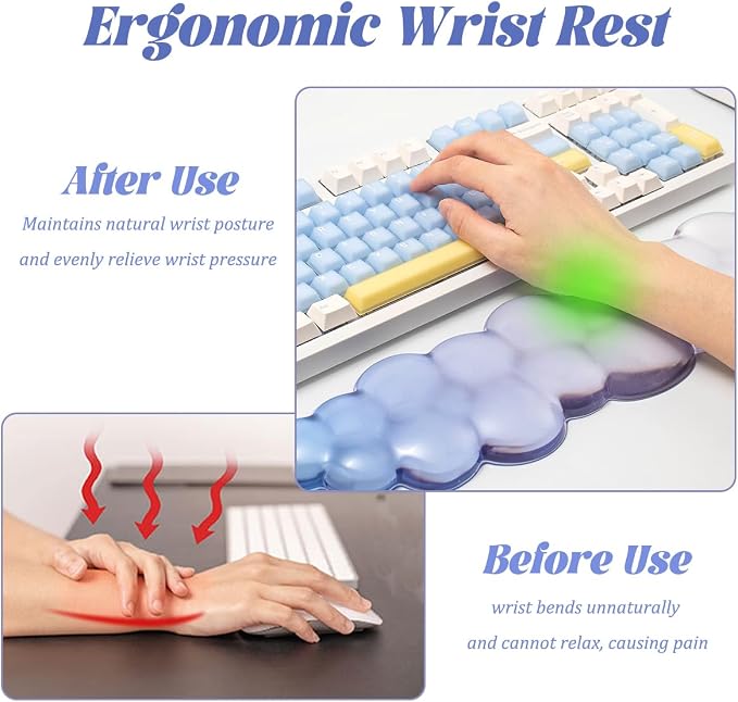 Gel Keyboard Wrist Rest Cloud Set, - Image 4