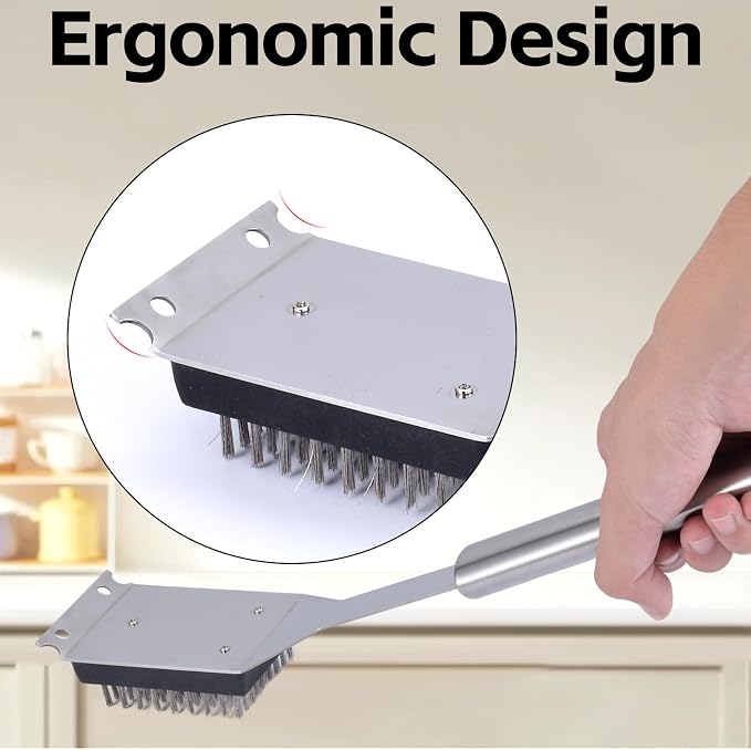 2 Pack Grill Brush and Scraper, 16.5” & 14” Wire BBQ Grill Brush - Image 3