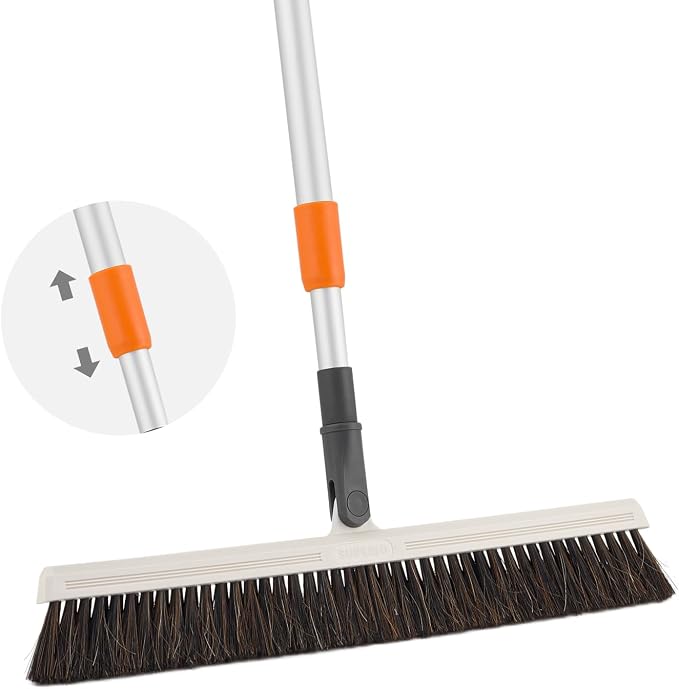 Horse Hair Upright Dust Broom – 18" Swivel Kitchen Sweeper by Superio
