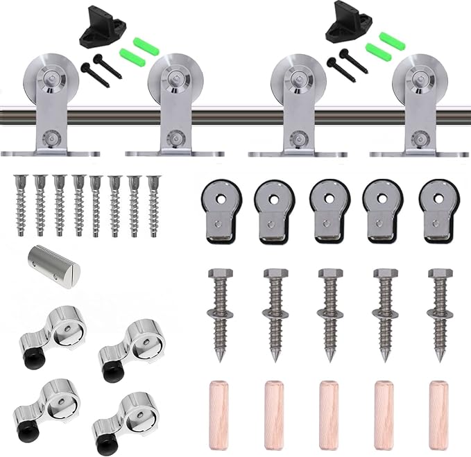 TSMST 8FT Sliding Barn Door Hardware Kit, Top Mount Stainless Steel Heavy Duty - Image 8