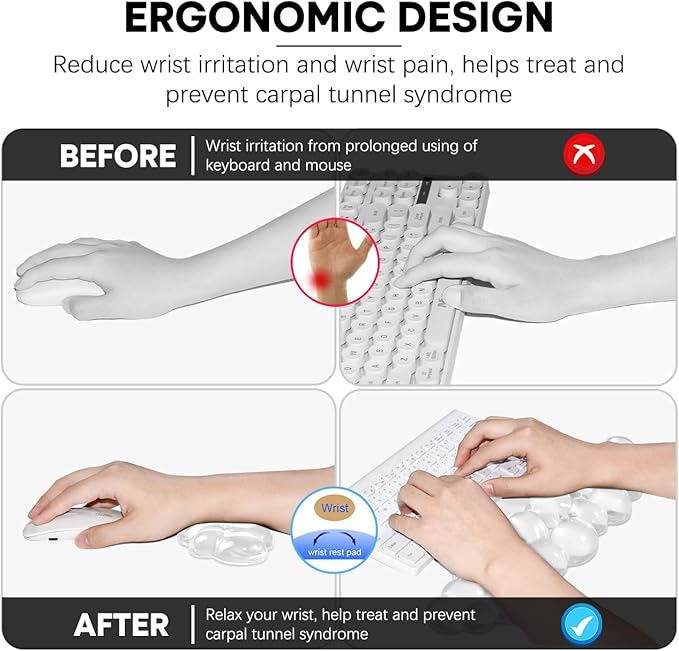 JIKIOU Clear Gel Wrist Rest for Keyboard and Mouse, Cool Silicone Mouse Wrist - Image 4
