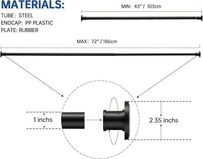 BRIOFOX Industrial Shower Curtain Rod - Image 7