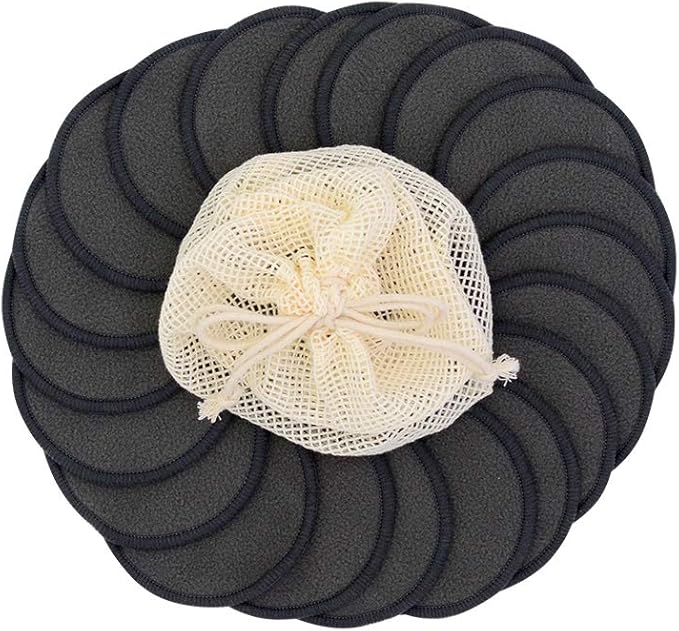 Chloven 25 Pack Charcoal Bamboo Reusable Makeup Remover Pads - Image 4