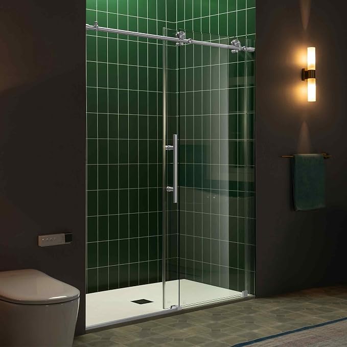 Woodbridge 56-60" W x 80" H Frameless Single Sliding Shower Door - Image 3