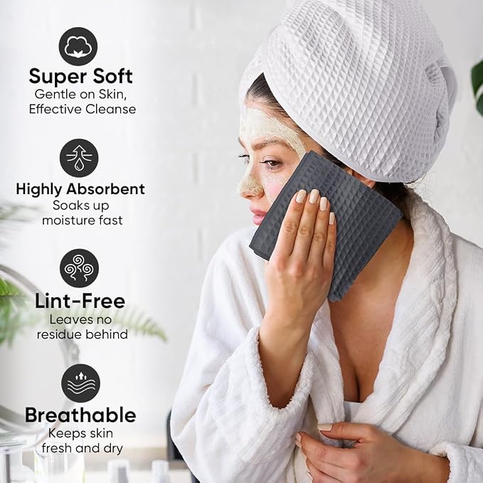 HOMEXCEL Waffle Weave Microfiber Towel, 10 Pack Lint Free Cleaning Rags - Image 9