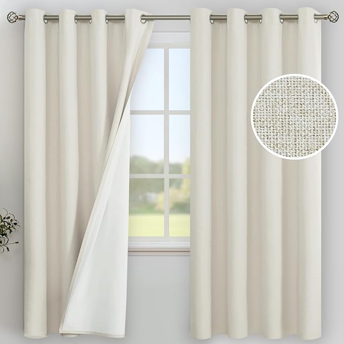 YoungsTex Linen 100% Blackout Curtains 72 Inches Long by YoungsTex
