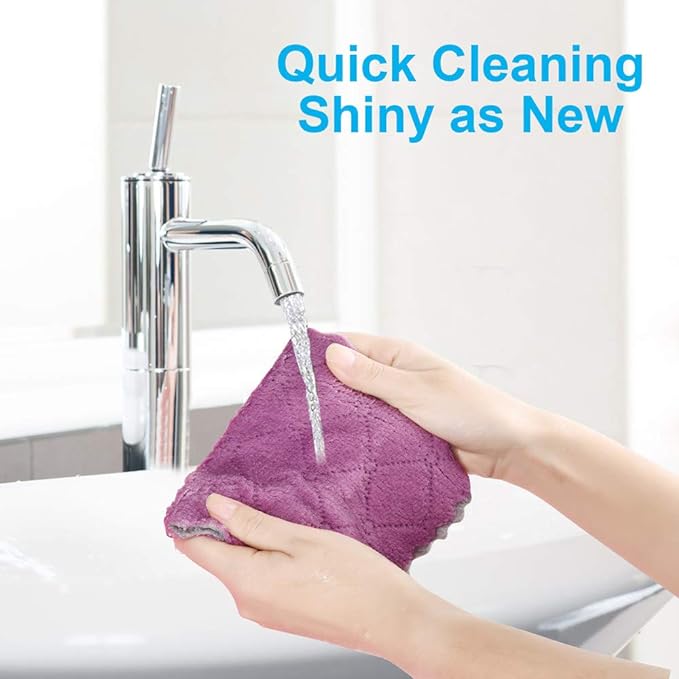 12PCS Kitchen Towels Dish Towels, Double-Sided Microfiber Cleaning Rags - Image 6