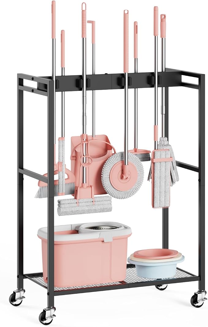 Broom and Mop Holder, Broom Closet Storage Cabinet, Cleaning Cart by MUNNAR