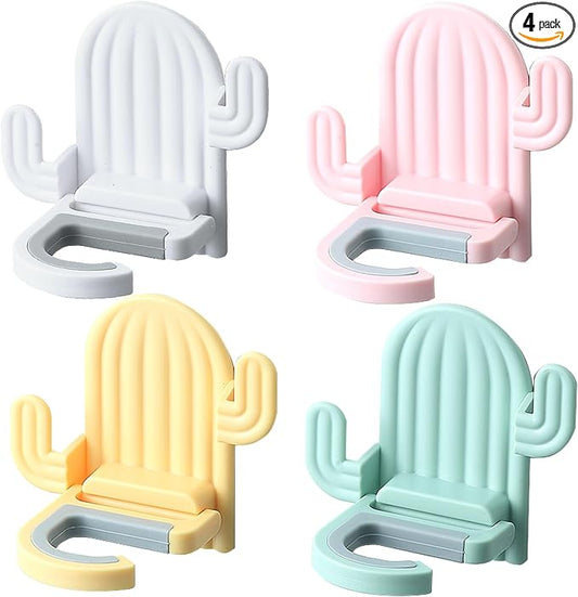 4 Pack Broom and Mop Holder Wall Mount，Cute Cactus Wall Utility Hooks No Drill by Unknown