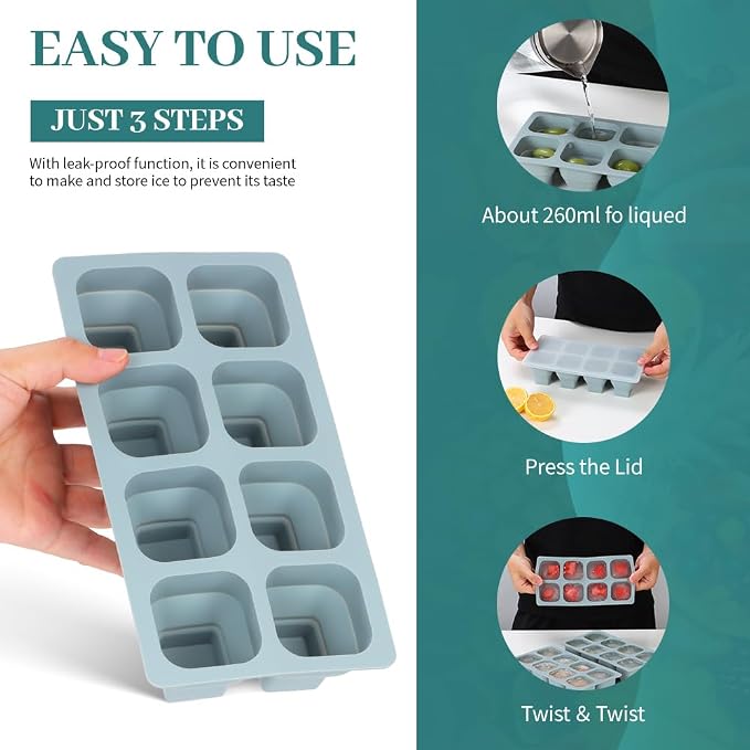 Foldable Ice Cube Trays, 2 Pack Folding Ice Cubes Maker Molds - Image 3