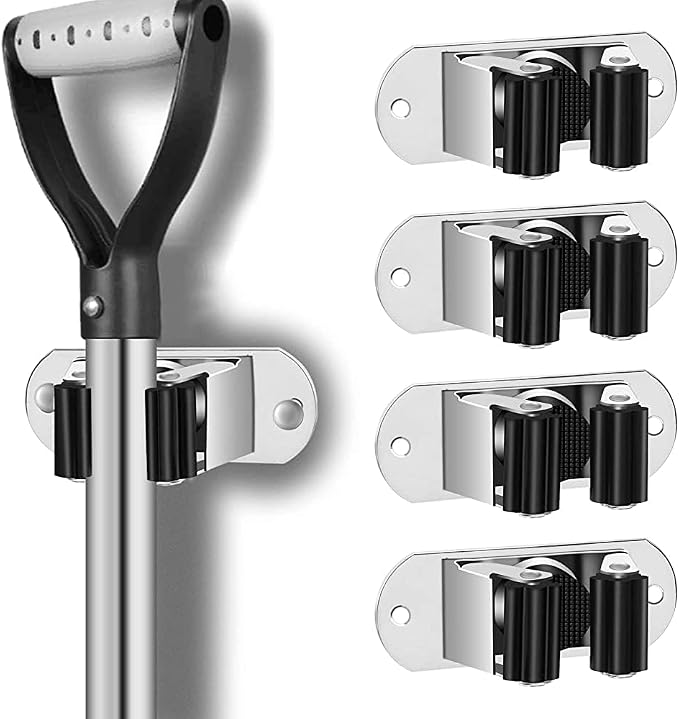 Mop and Broom Holder Wall Mount Heavy Duty Stainless Steel Wall Mounted Broom by HYRIXDIRECT