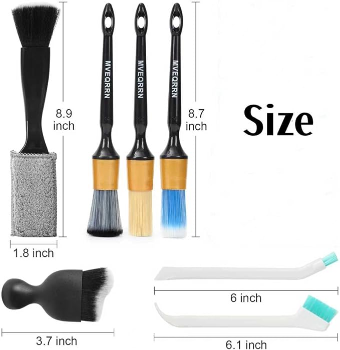 7PCS Car Detailing Brush Set, Boar’s Bristle Car Cleaning Detail Brush kit - Image 2