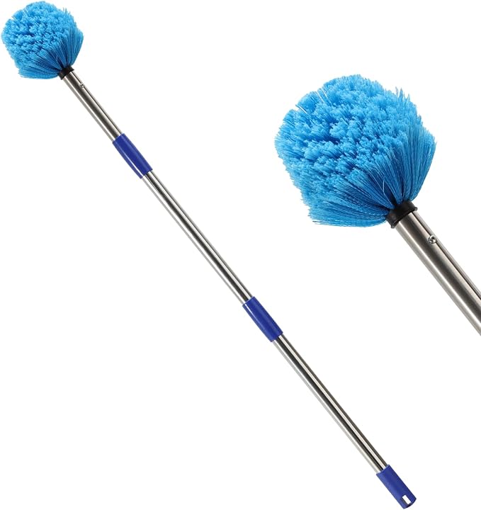 Cobweb Duster with Extension Pole, 4-8FT Stainless Steel Spider Web Brush with by Daneried