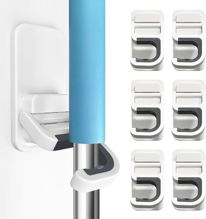 Broom Holder Wall Mount, 6 Pack Broom and Mop Organizer Wall Hanging Self by Unknown