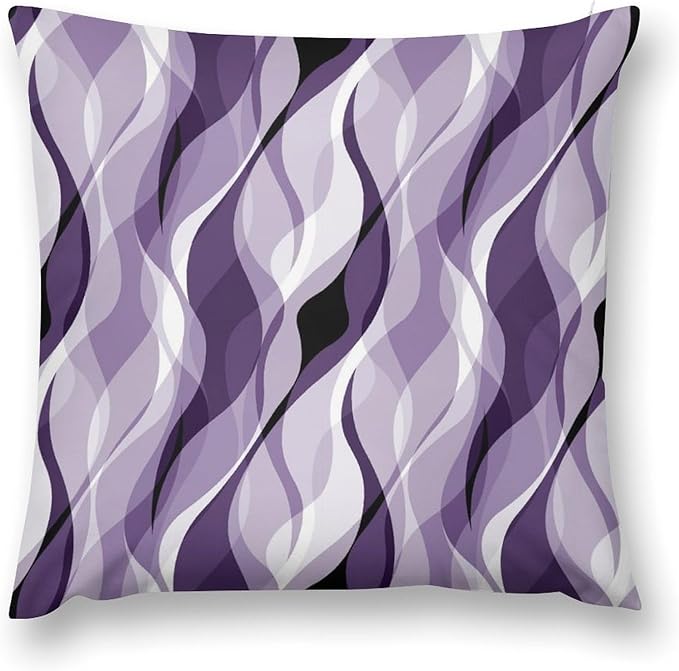 Purple Throw Pillow Covers Modern Abstract Purple and Grey Striped Decorations for Bedroom Living Room Farmhouse Sofa Pillows Bed Couch 20x20 Inch
