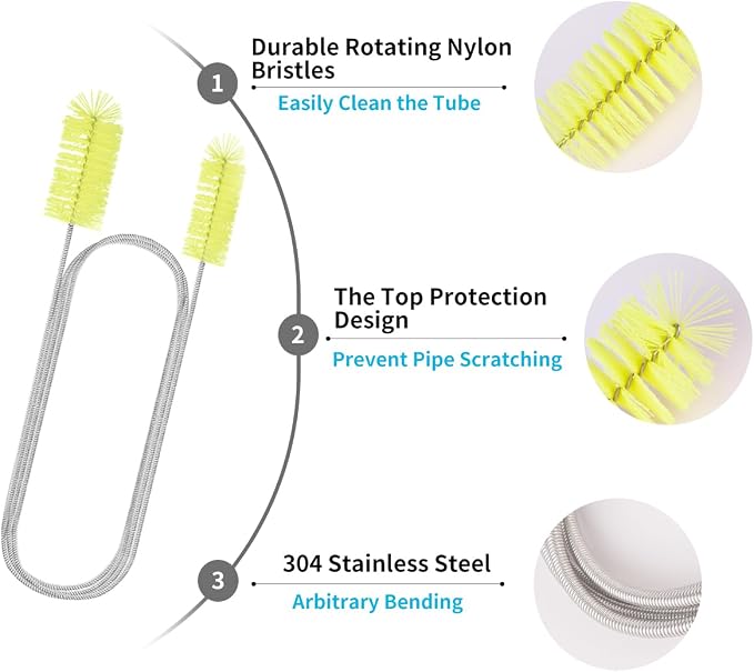 Flexible Drain Brush, 66 Inch Double Ended Aquarium Filter Hose Long Pipe - Image 3