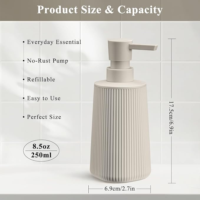Beige 2 Pack Hand Soap Dispensers - Image 6