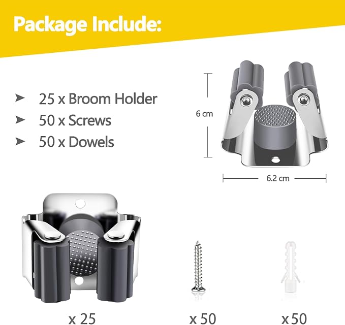 Verdenu 25 Pack Broom Holder Wall Mount, Mop and Broom Holder Wall Mount - Image 2