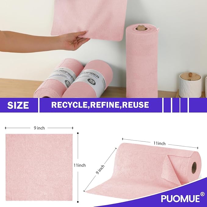 55 Pack Microfiber Cleaning Cloth Roll, Tear Away Reusable Towels, Ultra - Image 2