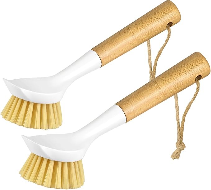 Dish Brush Set with Bamboo Handle, Kitchen Brushes by SOGCASE