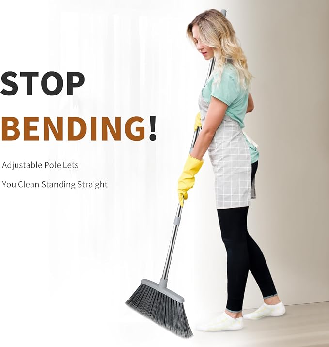 Broom, Outdoor Brooms for Sweeping Indoor, Adjustable 55" Pet Hair Removal - Image 7