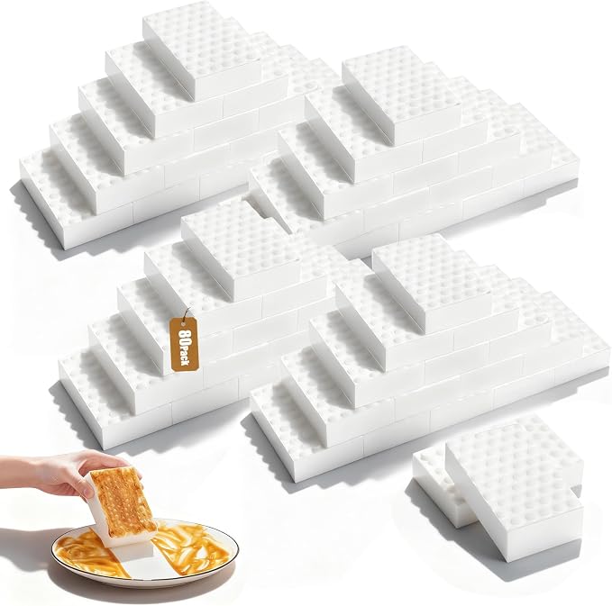 80-Pack Melamine Sponges, Bathroom & Walls, 2X Density Extra Thick & by Unknown