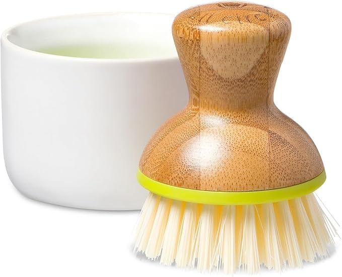 Full Circle Bubble Up Bamboo Dish Brush & Ceramic Soap Dispenser – Family Safe by FULLCIRCLE