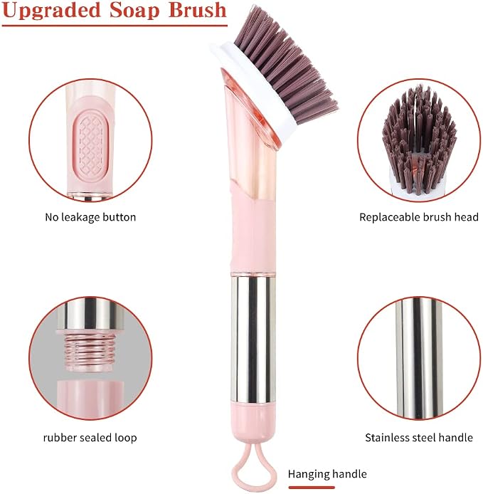 Dish Cleaning Brush, Soap Dispensing Dish Brush Set - Image 3