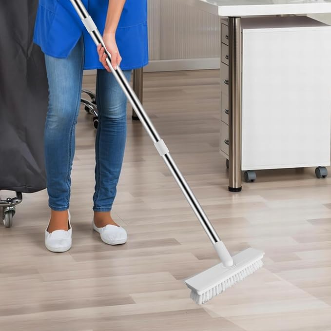Floor Scrub Brush with Long Handle, 2 in 1 Scrape Brush Stiff Bristle Floor - Image 7