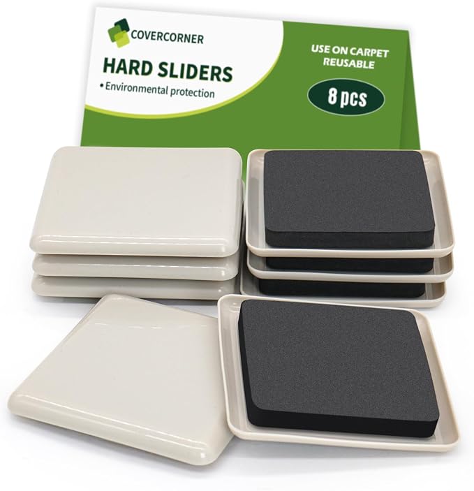 Furniture Sliders for Carpet 8 PCS by COVERCORNER