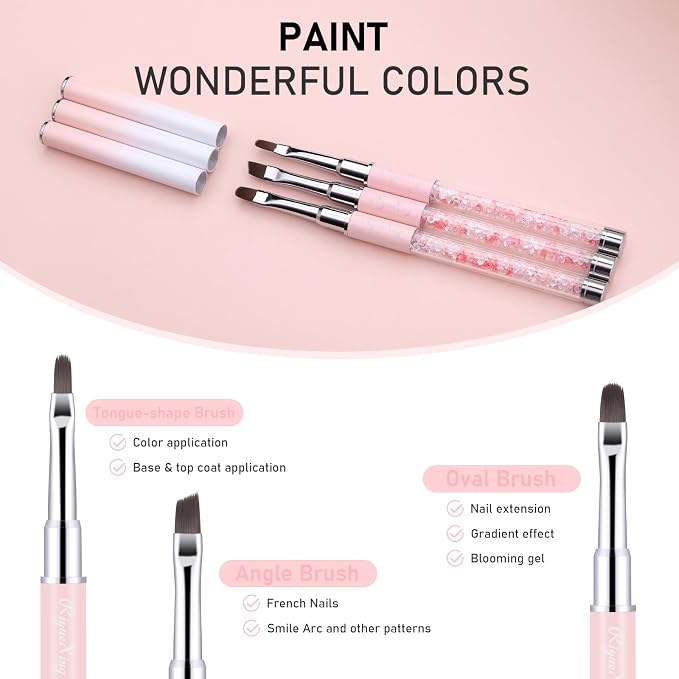 3PCS Nail Art Clean Up Brushes -Round/Angled Nail Brushes - Image 5