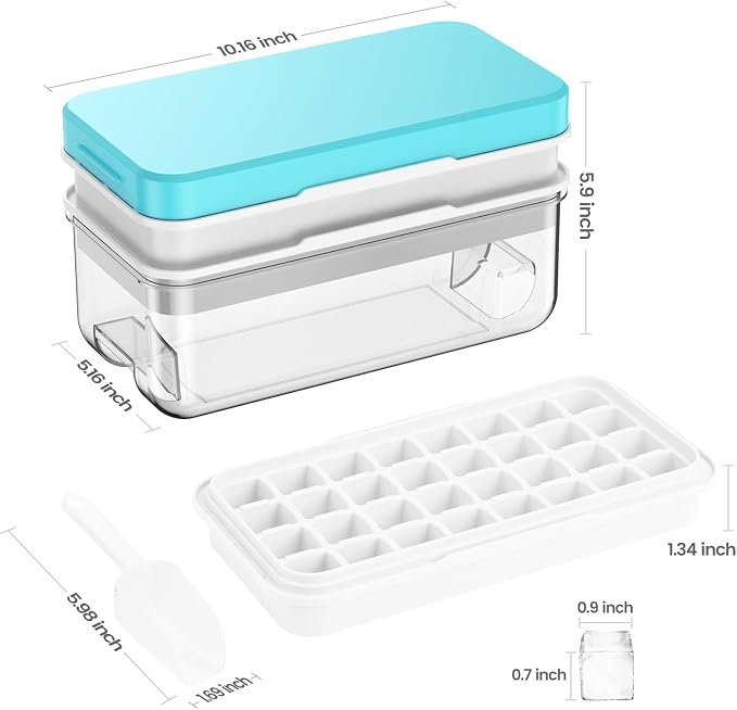 Ice Cube Tray with Lid and Bin, PHINOX 64 pcs Ice Trays - Image 5