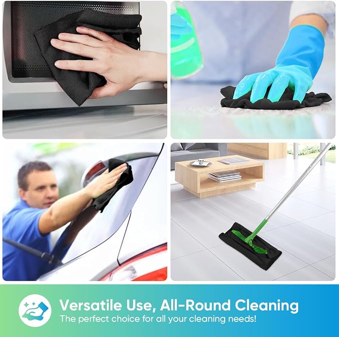 HOMEXCEL Black Microfiber Cleaning Cloths, 10 Pack Microfiber Towels - Image 5