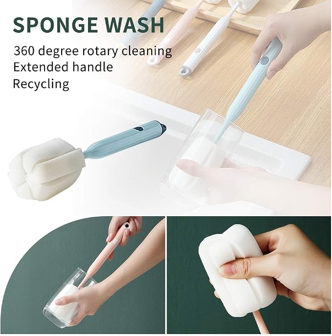 Bottle Soft Brush -2Pcs Sponge Bottle Brush Soft and Easy to Clean, Baby Bottle - Image 6