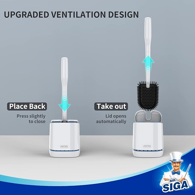 MR.SIGA Toilet Bowl Brush and Holder, Durable and Flexible Bristles, Wall - Image 3