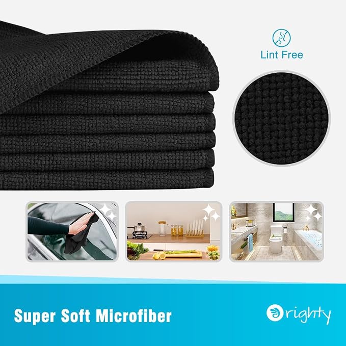 Orighty Black Microfiber Cleaning Cloth, Microfiber Towels - Image 2