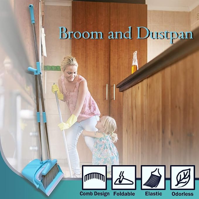 Broom and Dustpan Set Lightweight Upright Lobby Broom and Dust Pan Combo - Image 6