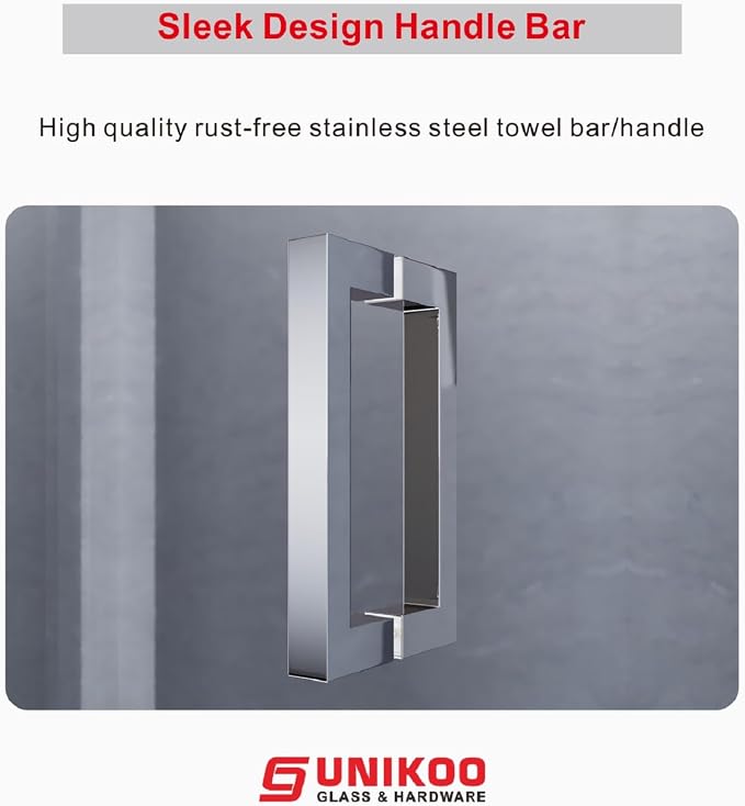 3/8" Sliding Glass Shower Door, 61-65" W x 80" H Frameless Bathroom Door - Image 6